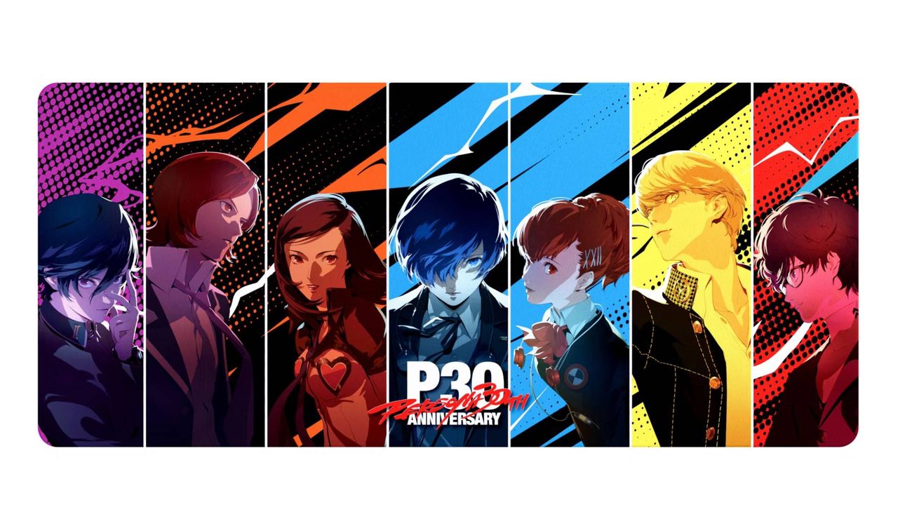 Image of one of the Persona 30th anniversary HYTE desk pads.