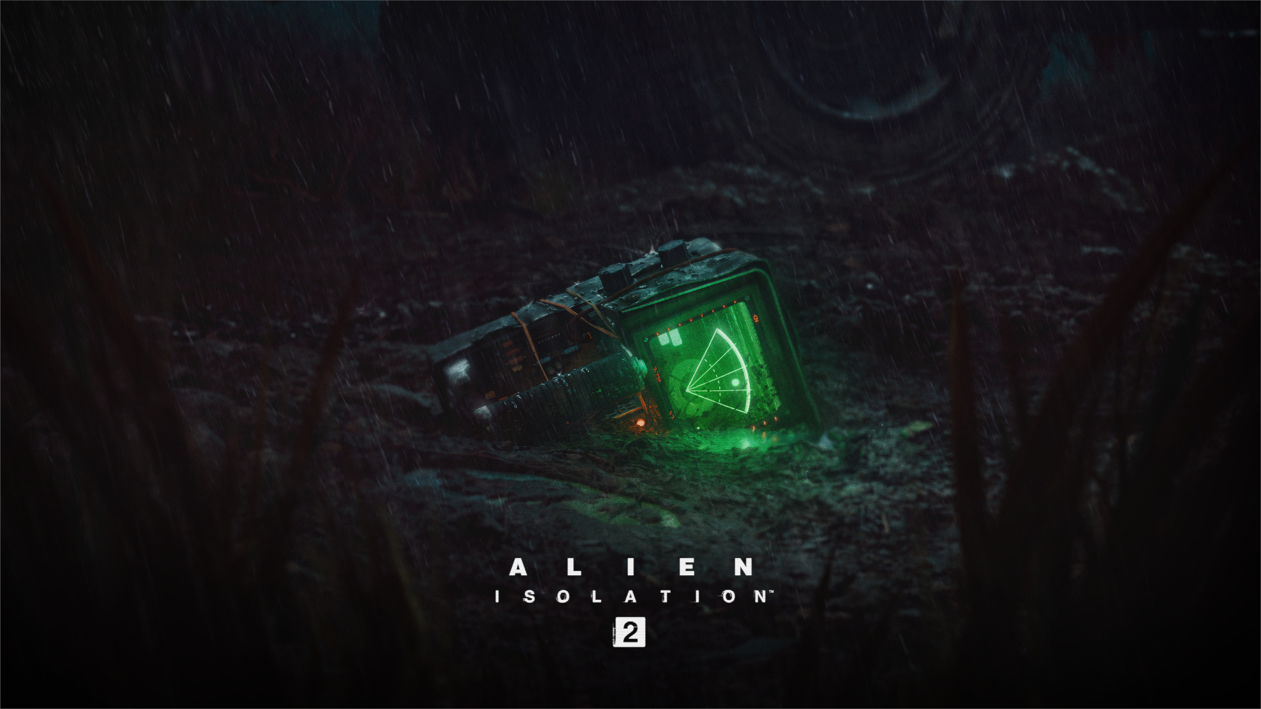The reveal art for space horror game "Alien Isolation 2", showing a motion sensor lying in the mud.
