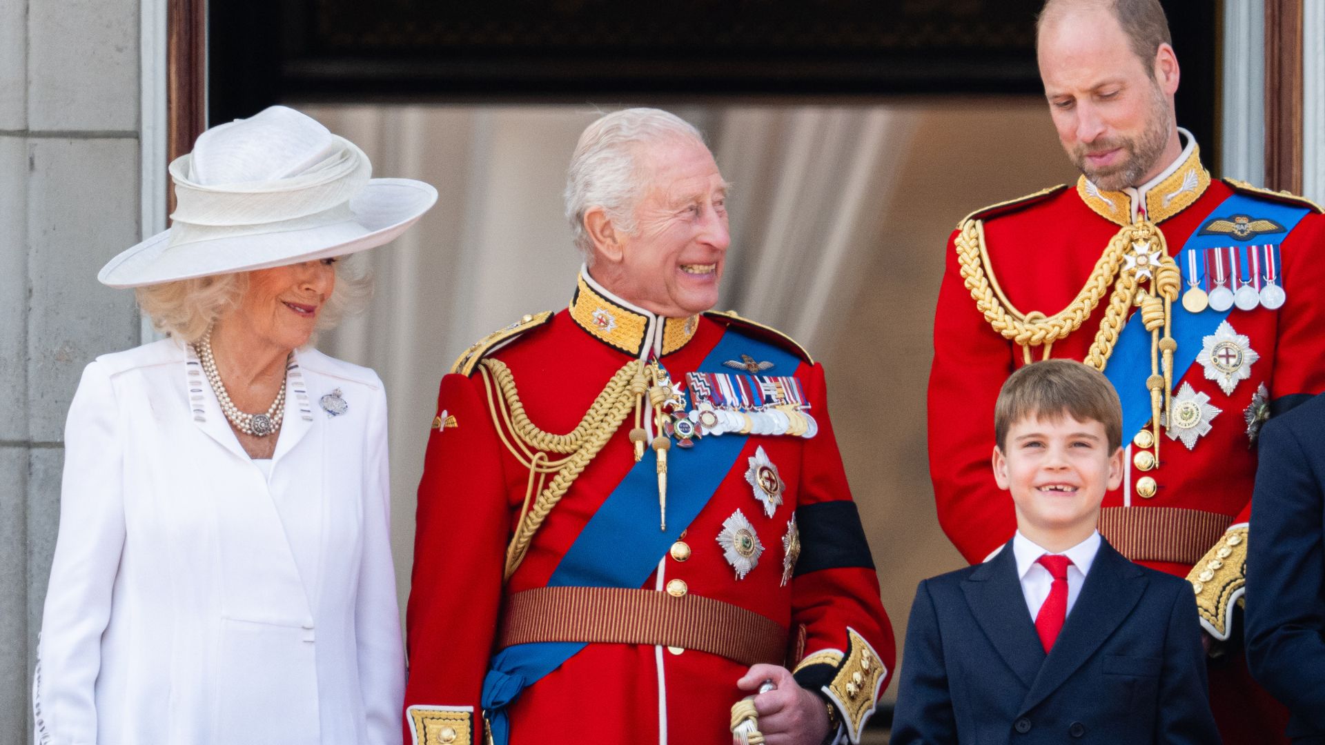 Queen Camilla, King Charles, Prince William and Prince Louis 