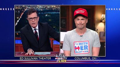 Rob Lowe and Stephen Colbert talk undecided voters