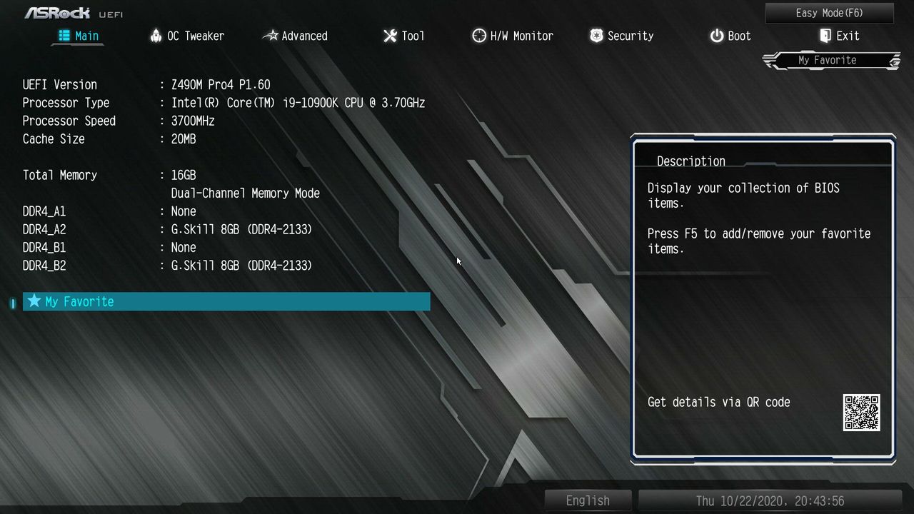 ASRock Z490M Pro4 BIOS