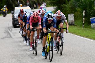 Carter Bettles (ARA Pro Racing Sunshine Coast) out front again, this time taking his turn at the head of a WorldTour team packed break on stage 5 of the Tour de Langkawi