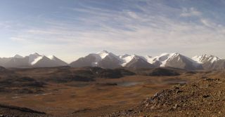 North-facing slope of the Jetim-Bel range, Kyrgyzstan, part of the Tian Shan mountain system.