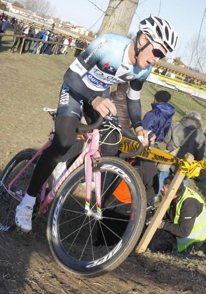 Matteo Trentin (Omega Pharma-Quick Step) enjoys some winter cyclo-cross racing