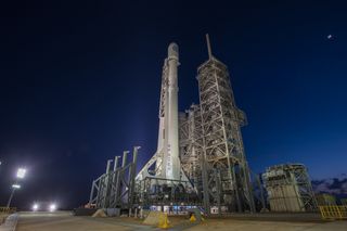 SpaceX's Falcon 9 rocket carrying NROL-76 stands tall in the predawn darkness in this stunning view taken at Pad 39-A of NASA's Kennedy Space Center in Cape Canaveral, Florida ahead of a May 1 launch.