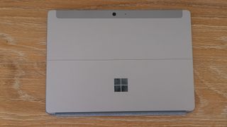 A photograph of the rear of the the Microsoft Surface Go 3