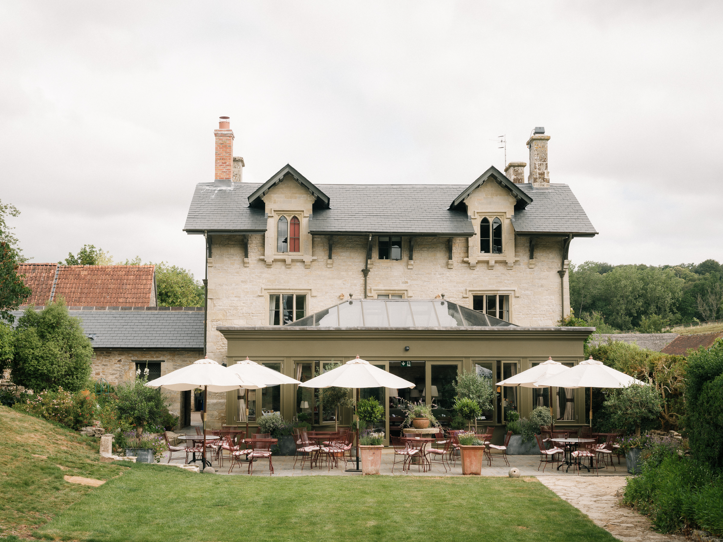 Pale stone Wiltshire hotel exterior and interior 