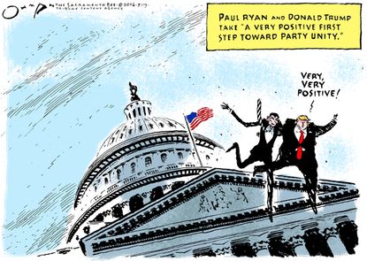 Political Cartoon U.S. Trump Ryan Step Forward