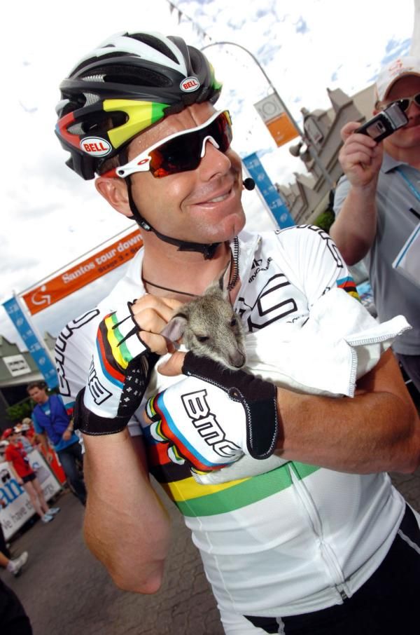 Cadel Evans (BMC) with another famous Australian