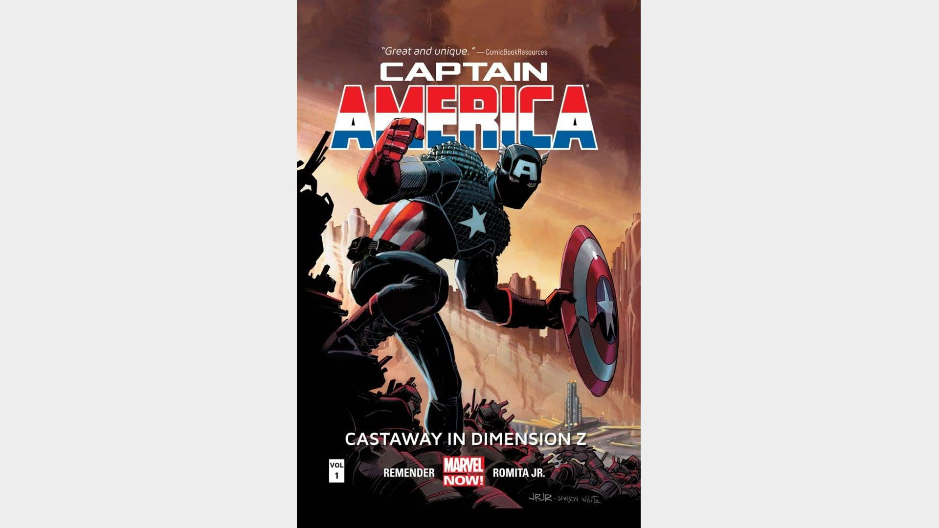 Captain America: Castaway in Dimension Z cover featuring a moody Captain America.