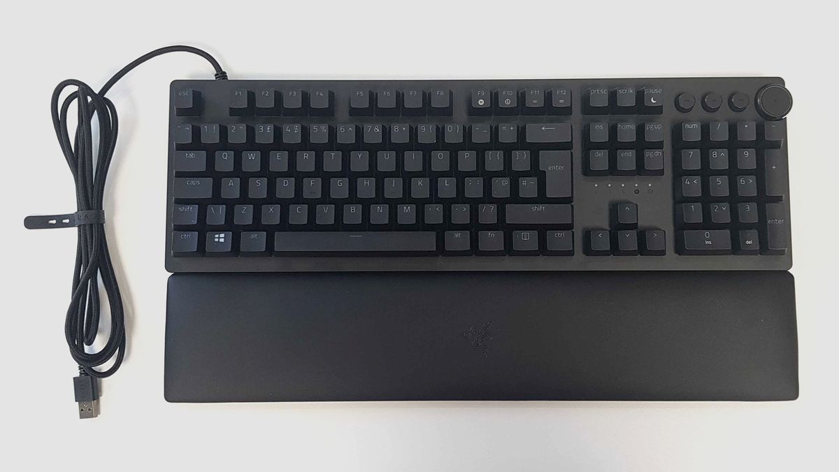 The Razer Huntsman 2 top down on white table background