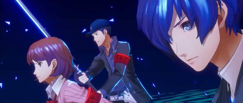 The protagonist, Yukari and Junpei initiating an All Out Attack in Persona 3 Reload.
