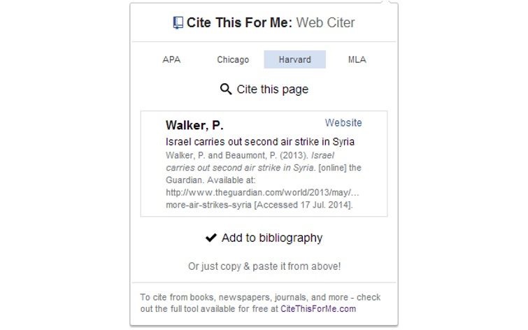 best google chrome extensions: Cite This for Me Web Citer