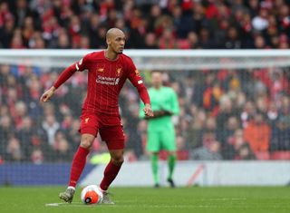 Fabinho playing for Liverpool, 2020