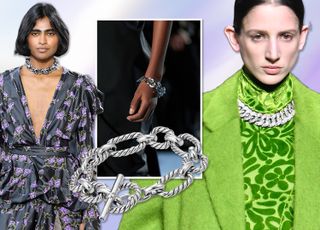 Graphic of fall 2023 jewelry trends of chain necklaces