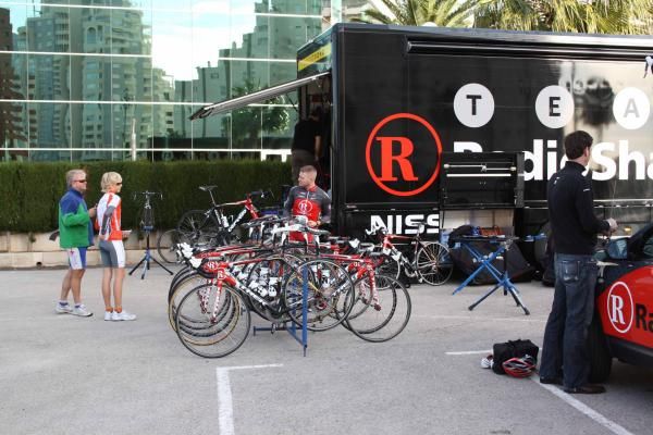 Sebastien Roessler picks out his bike ahead of the group ride.