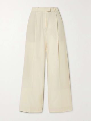 + Net Sustain Pleated Merino Wool-Twill Wide-Leg Pants