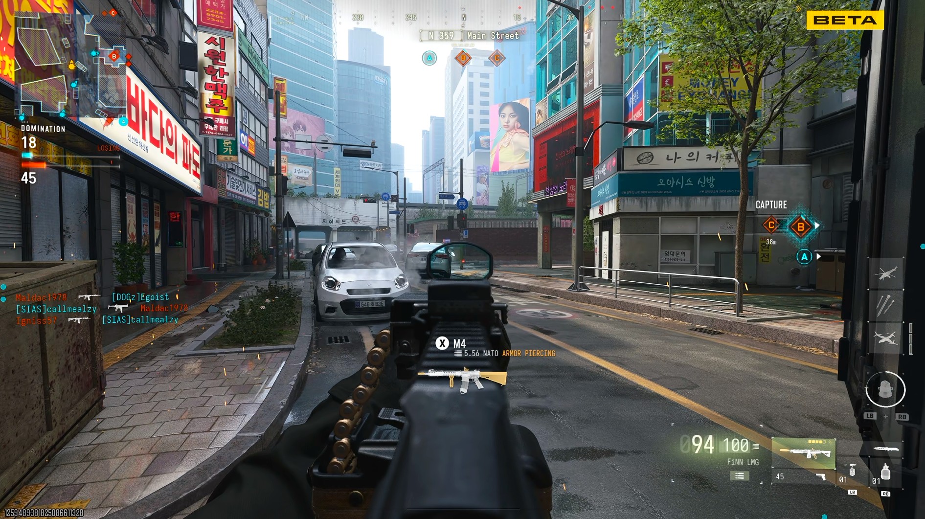 A screenshot from the Call of Duty: Modern Warfare 4 beta showing a player aiming on the Silkworm map.