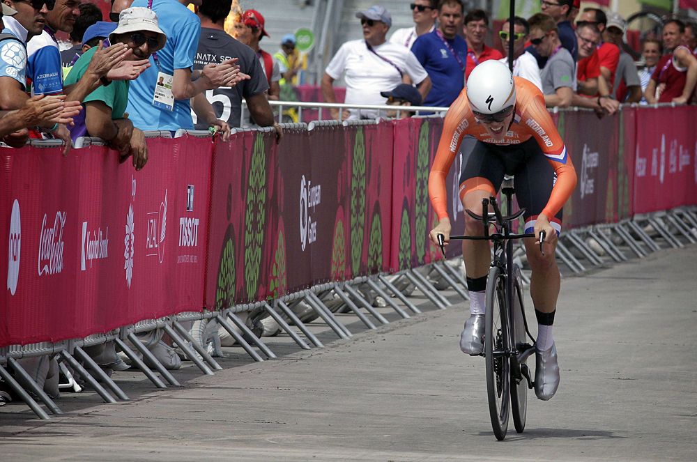 Ellen van Dijk (Netherlands) rides to the gold in the European Games time trial