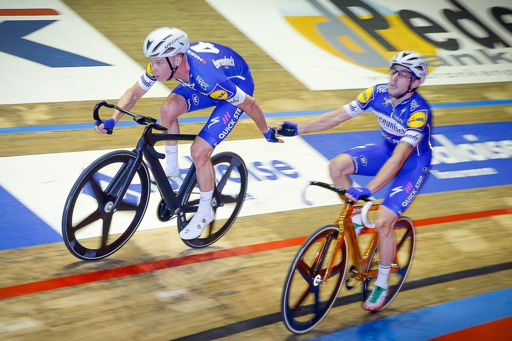 Iljo Keisse and Elia Viviani won the first Madison on day 4 at the Gent Six