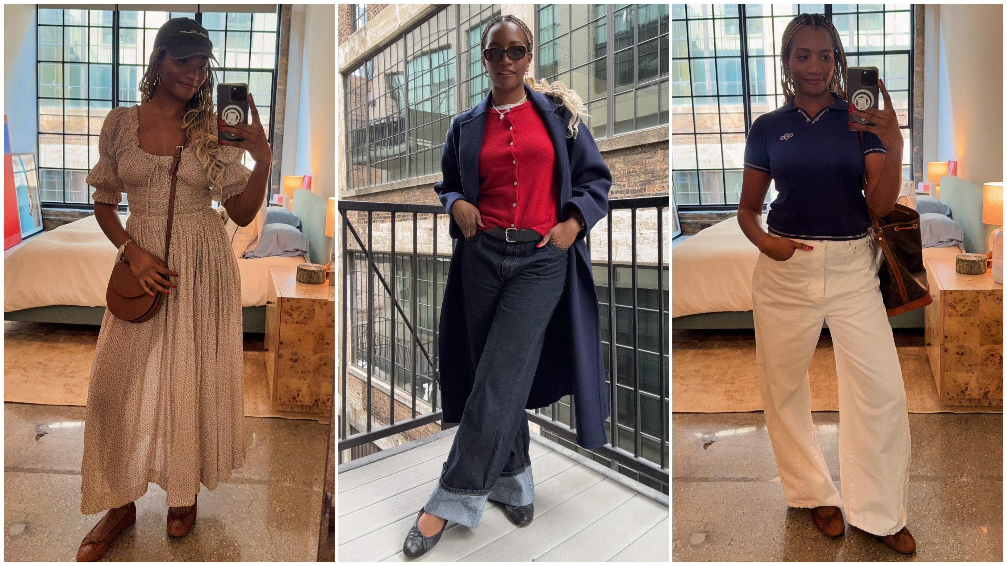 Danielle Prescod shows off three different ballet-flat outfits