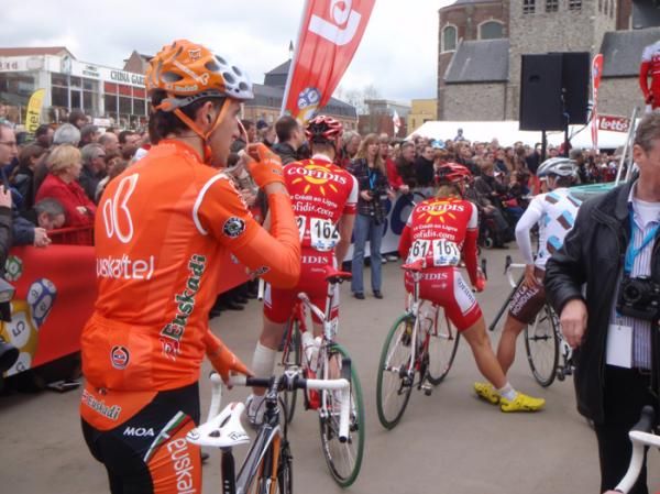 Riders at the sign on