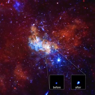 The largest X-ray flare from the Milky Way's supermassive black hole has been detected. Chandra caught this flare, which was 400 times brighter than the black hole's usual output, in September 2013. Researchers also saw a second large X-ray flare a little over a year later.