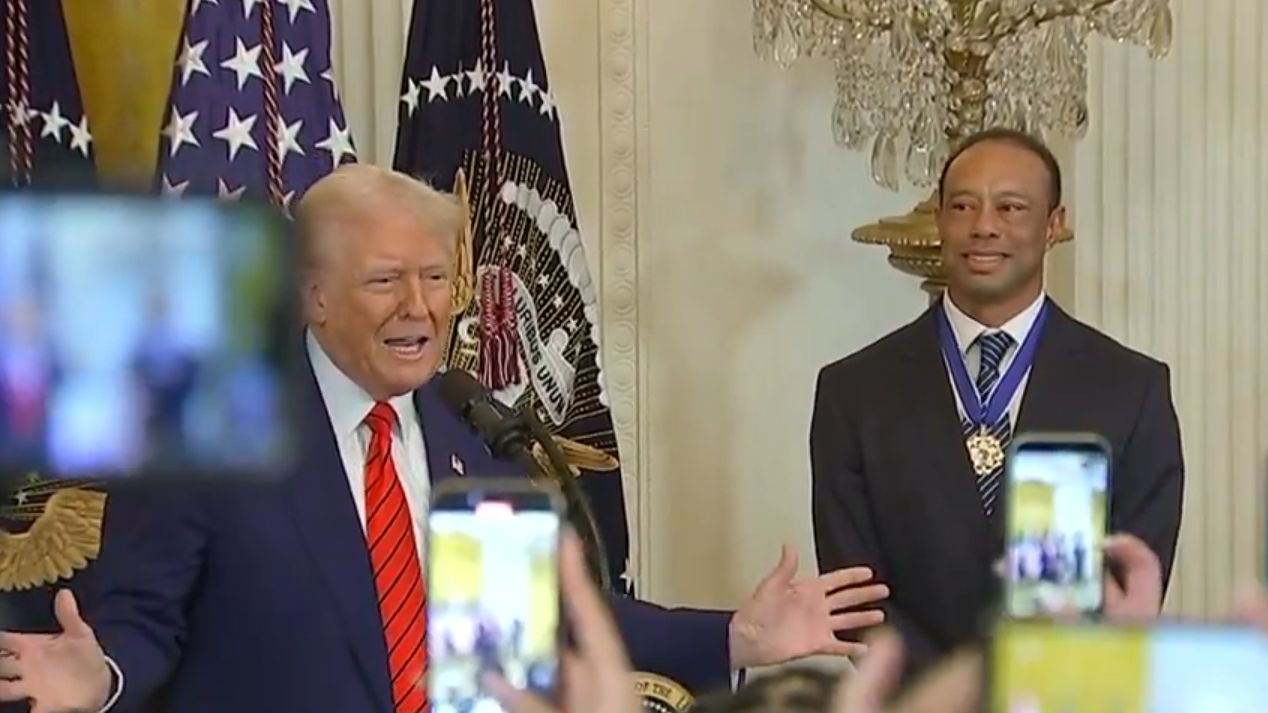 Tiger Woods and Donald Trump at the White House reception