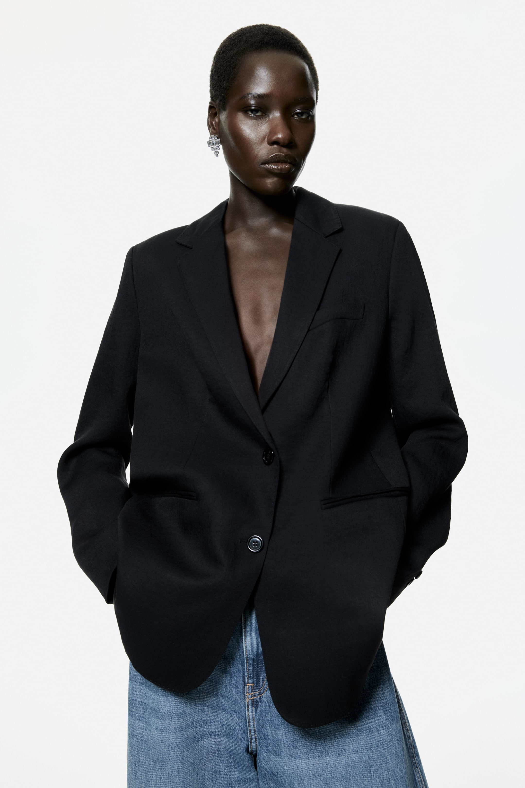 Single-Breasted Blazer - Dark Beige