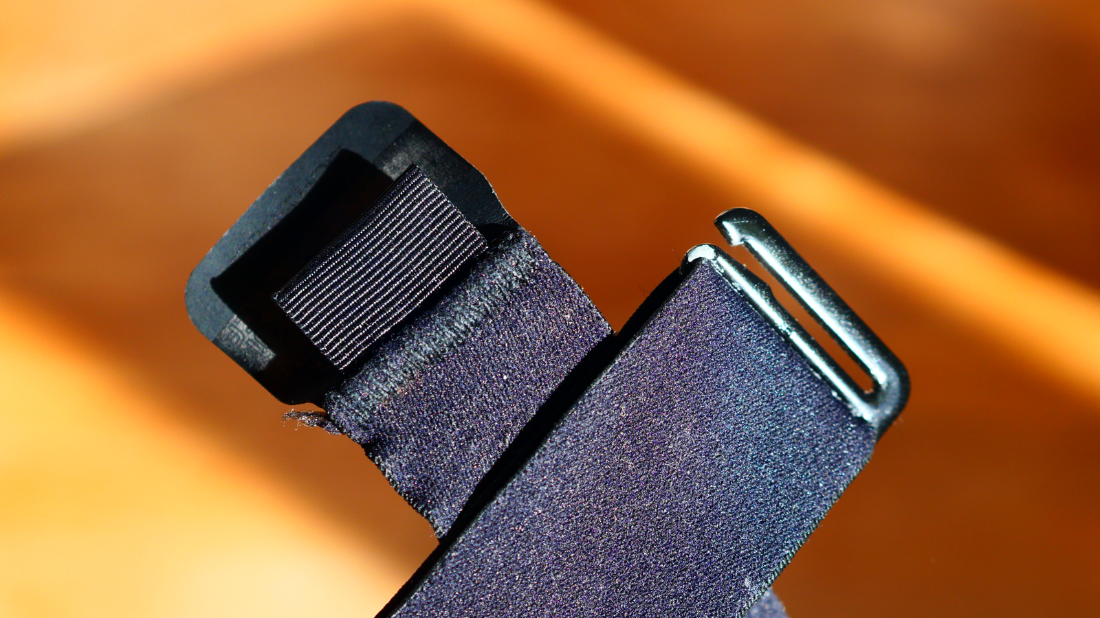 Polar H9 heart rate monitor strap has a simple hook closure