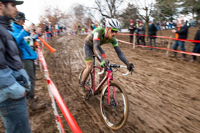 Stephen Hyde heads for the top of the podium