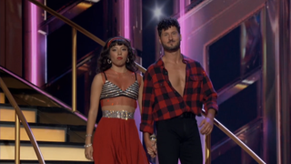 Xochitl Gomez and Val Chmerkovskiy in Dancing with the Stars Season 32 Latin Night