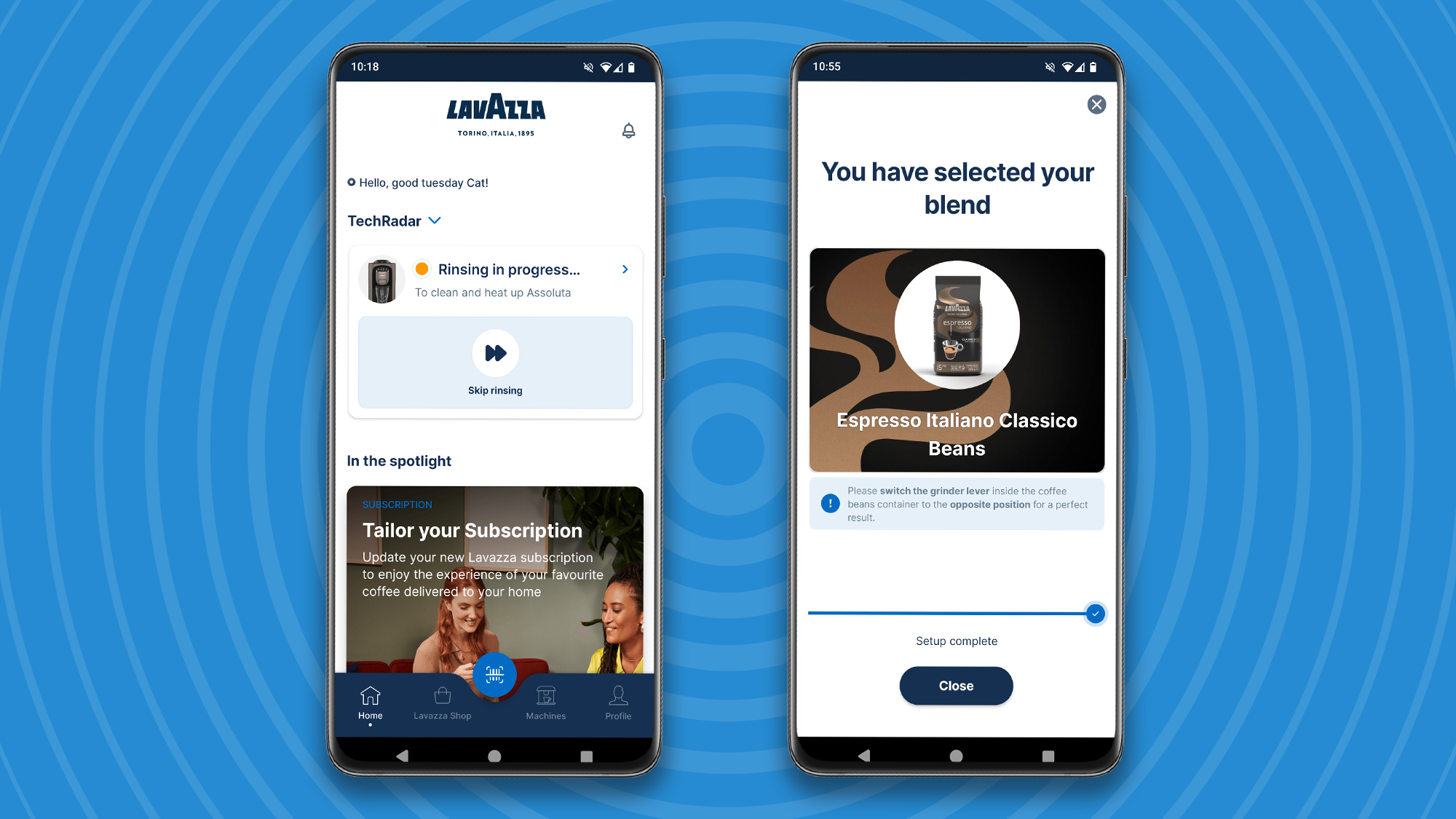 Setting up Lavazza Assoluta machine in Lavazza app