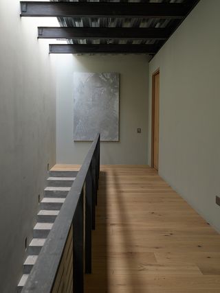 staircase in mexican artist's studio and house in mexico city
