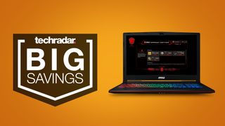 deals image: MSI GP Series gaming laptop on orange background