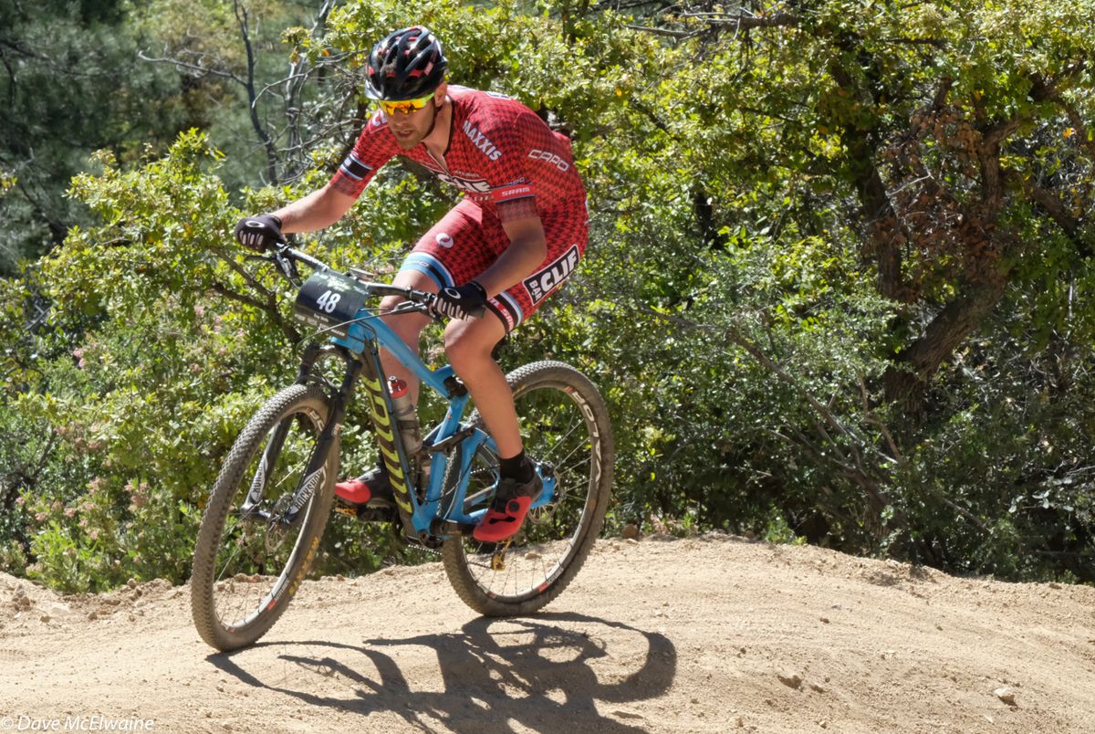 Troy Wells (Clif Bar) riding the climb to Skull Valley