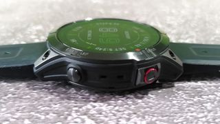 Side view of Garmin Epix watch showing buttons