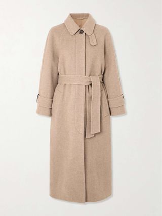 Belted Herringbone Wool and Cashmere-Blend Coat