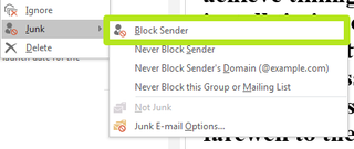 how to block a sender in outlook 2016
