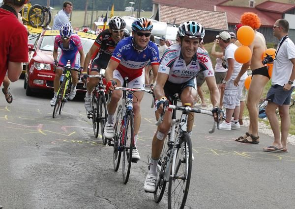 Matthew Lloyd (Omega Pharma-Lotto) leads the chase group.