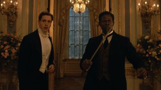 Harris Dickinson and Djimon Honsou in The King's Man