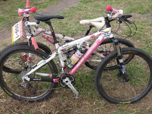 Pretty pink bikes, ready to ride.