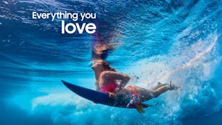 One of the ads the ACCC has taken issue with, suggesting the Galaxy A5 can be used underwater while surfing.