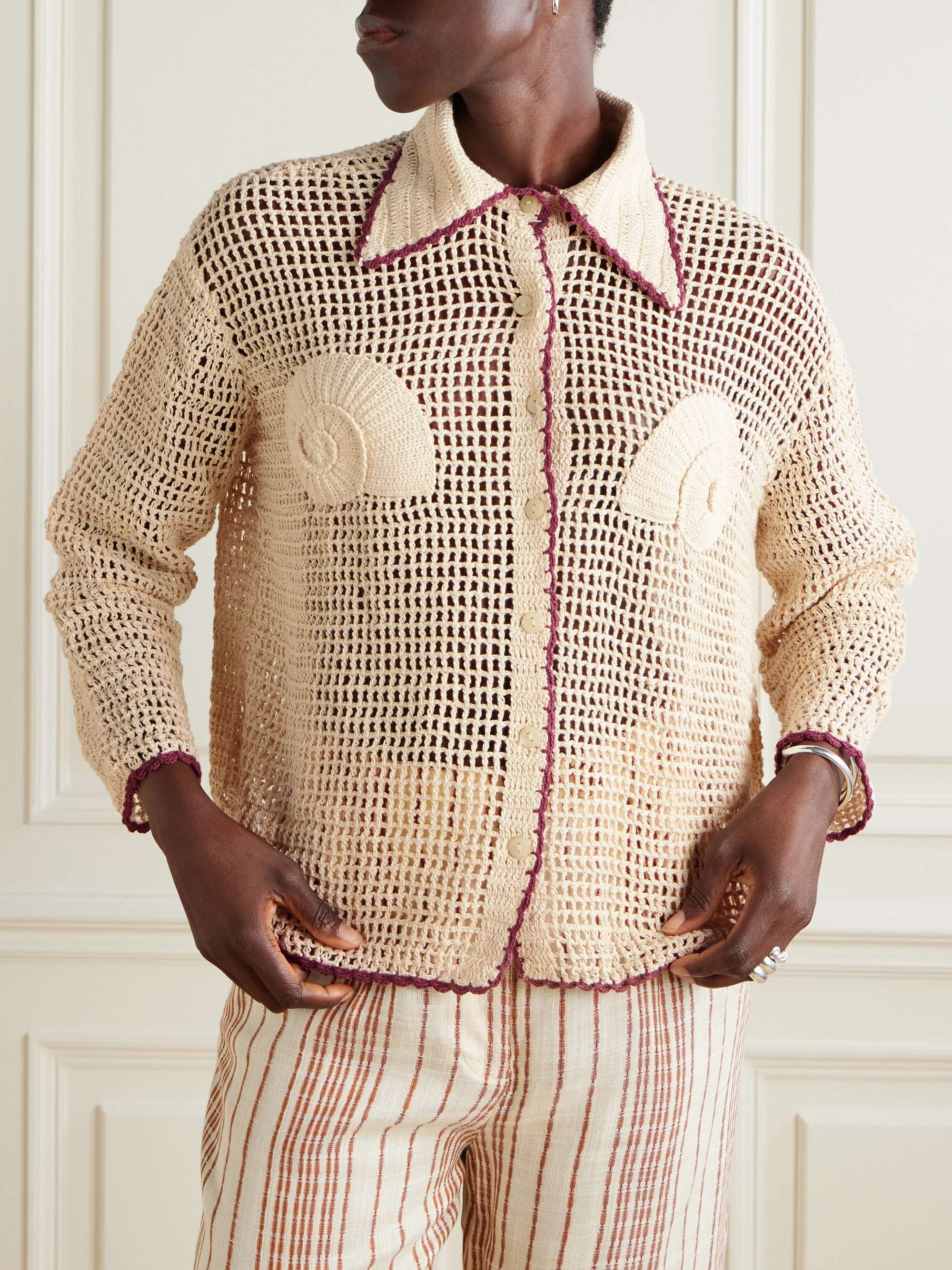 Emery Nautilus Scalloped Crocheted Cotton Shirt