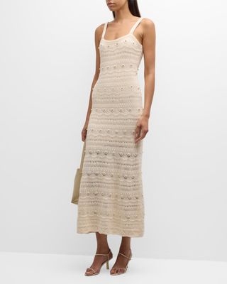 Janice Beaded Crochet Midi Dress