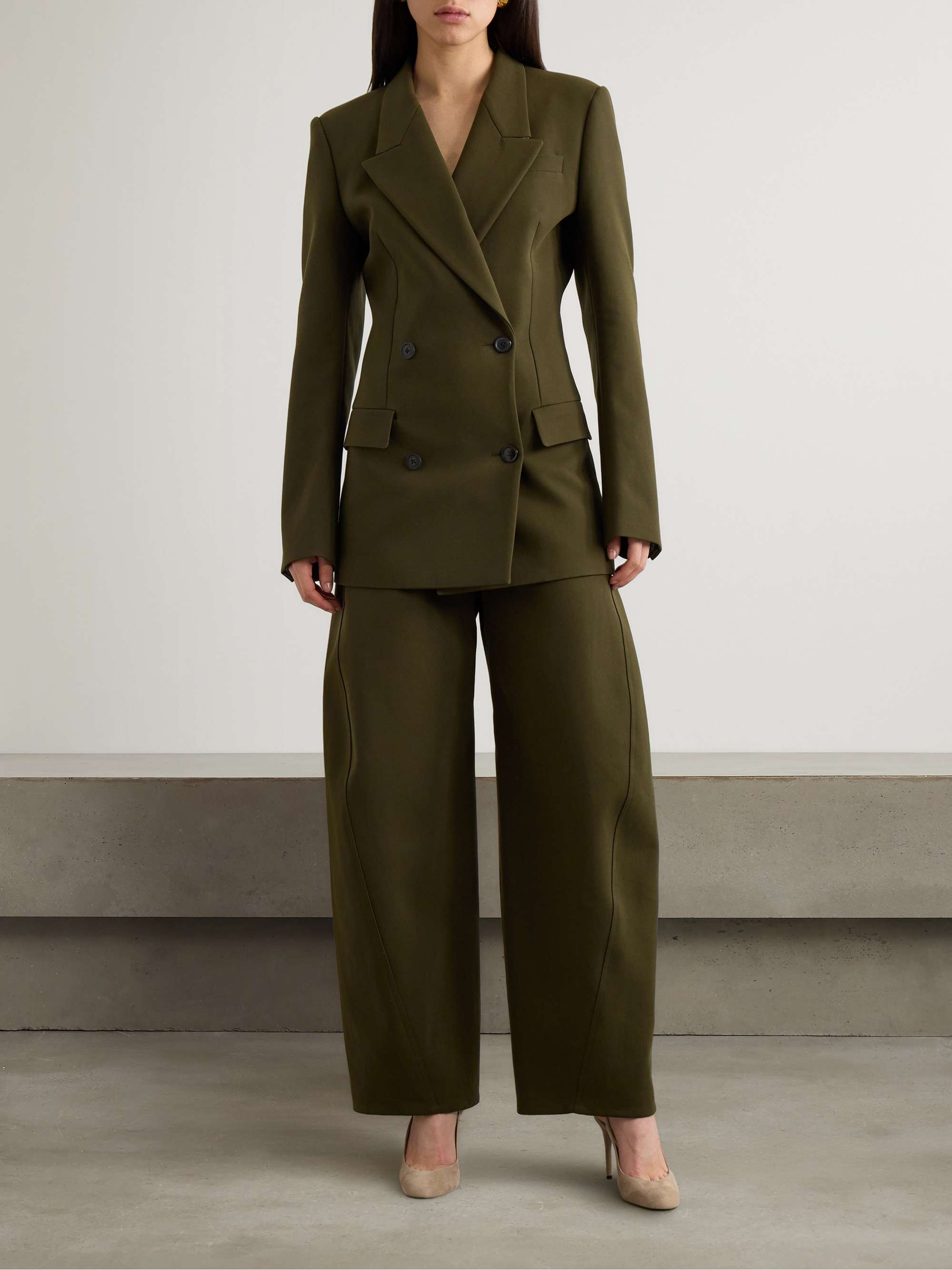Cotton-Poplin Barrel-Leg Pants