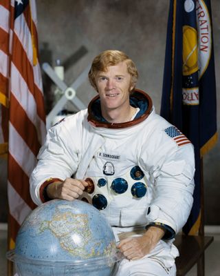 Russell L. Schweickart's official astronaut portrait.