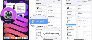 How to find regulatory information for your iPad: Open Settings, tap General, tap Legal & Regulatory