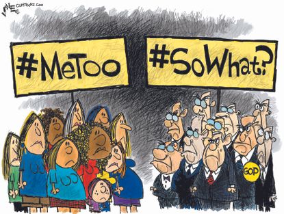 Political cartoon U.S. Brett Kavanaugh sexual assault allegation hearings #MeToo GOP