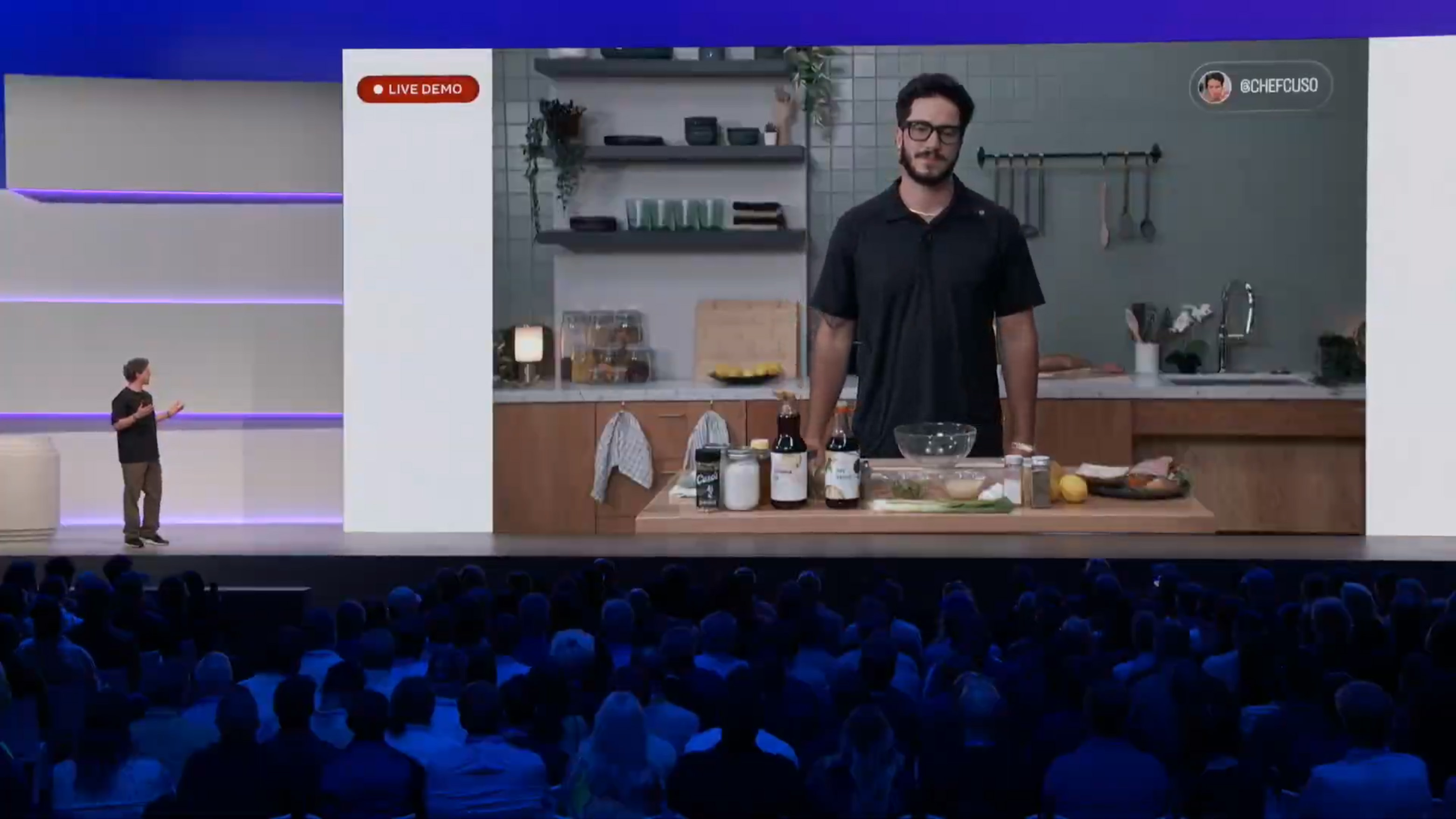 Meta live AI demo on Ray-Ban Meta Gen 2 being shown off on stage at Meta Connect 2025